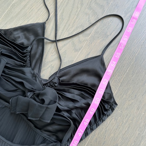 A.L.C. Aries Pleated Gown Open Back Satin Maxi Dress Black - Size 2 - ALC - Picture 12 of 13